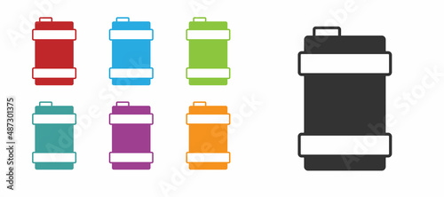 Black Metal beer keg icon isolated on white background. Set icons colorful. Vector