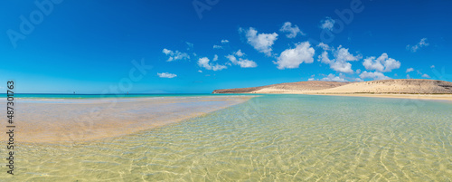 Fuerteventura, Spain. Beautiful, clean water on the sandy beach.