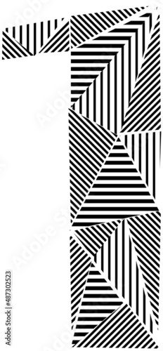 Vector. Abstract geometric figure. Linear polygonal unit, one.
