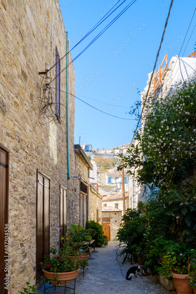 authentic narrow streets in Lefkara in Cyprus