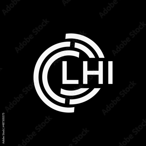 LHI letter logo design on black background.LHI creative initials letter logo concept.LHI vector letter design. photo