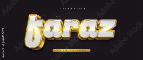 Editable 3D Bold White and Gold Text Effect