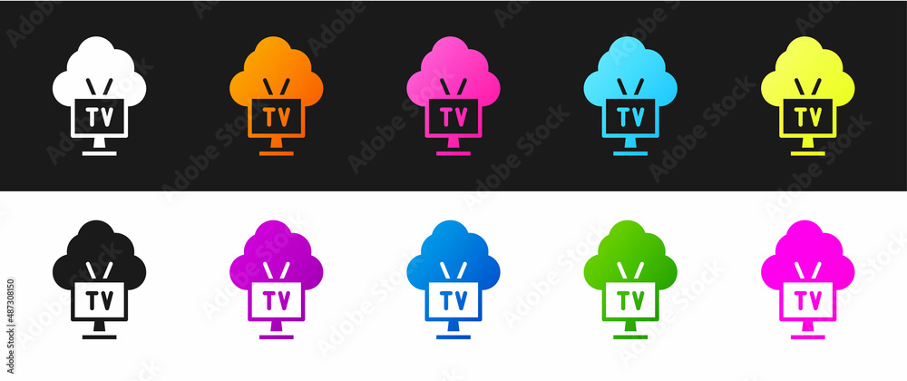 Set Smart Tv icon isolated on black and white background. Television sign. Vector Set Smart Tv icon isolated on black and white background. Television sign. Vector