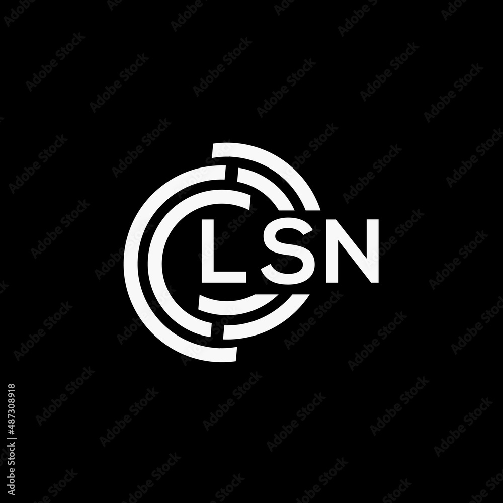 LSN letter logo design on black background.LSN creative initials letter logo concept.LSN vector letter design.
