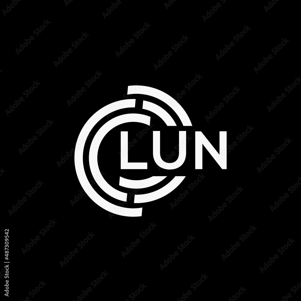 Obraz premium LUN letter logo design on black background.LUN creative initials letter logo concept.LUN vector letter design.