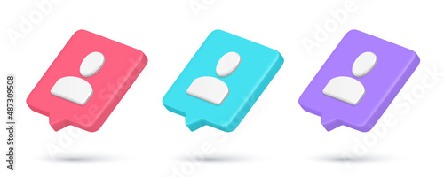 Collection minimalist user member new friend request 3d icon quick tips realistic vector
