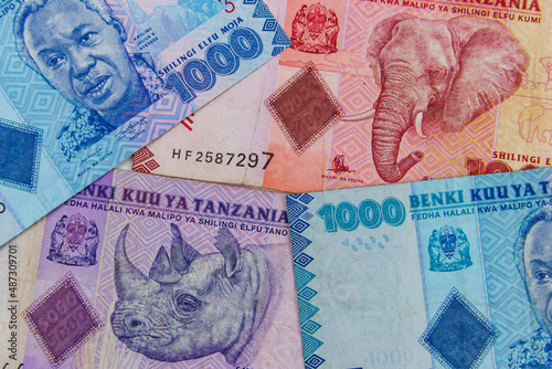 Background of the different tanzanian shillings banknotes photo