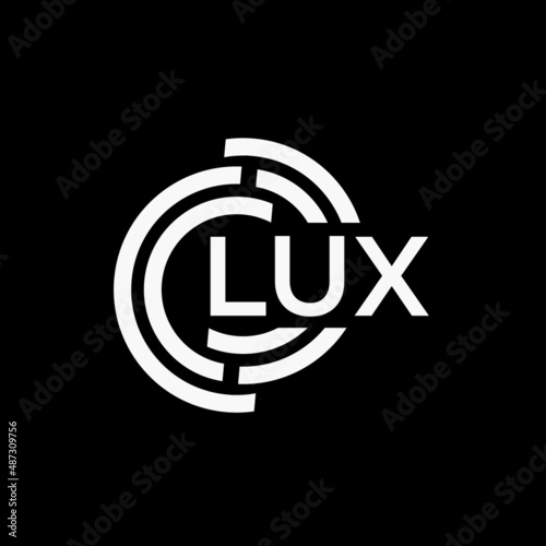 LUX letter logo design on black background.LUX creative initials letter logo concept.LUX vector letter design.