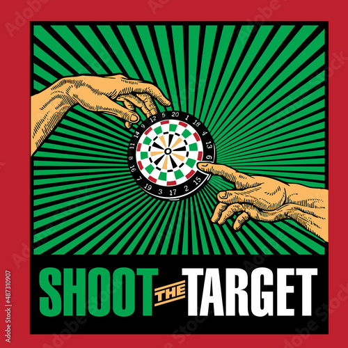 Renaissance Hands Style Illustration with Dart Game