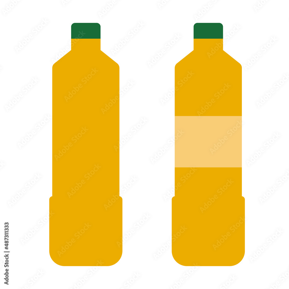 bottle of vegetable oil icon on white background. sunflower oil plastic bottles with and without label. cooking ingredients sign. flat style. bottle of vegetable oil icon on white background. sunflower oil plastic bottles with and without label. cooking ingredients sign. flat style.