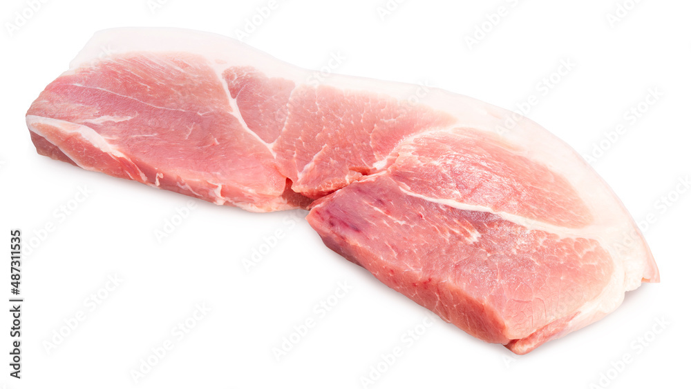 Blade pork chops isolated on white background, Raw sliced Blade pork on white background with clipping path. Blade pork chops isolated on white background, Raw sliced Blade pork on white background with clipping path.