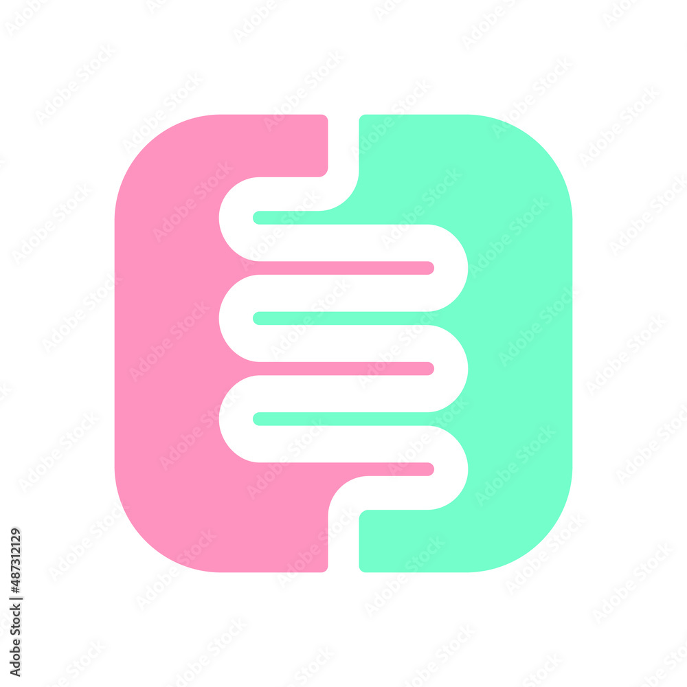 Intestine human icon. Bowel graphic sign isolated on white background. Digestive tract symbol. Vector illustration Intestine human icon. Bowel graphic sign isolated on white background. Digestive tract symbol. Vector illustration