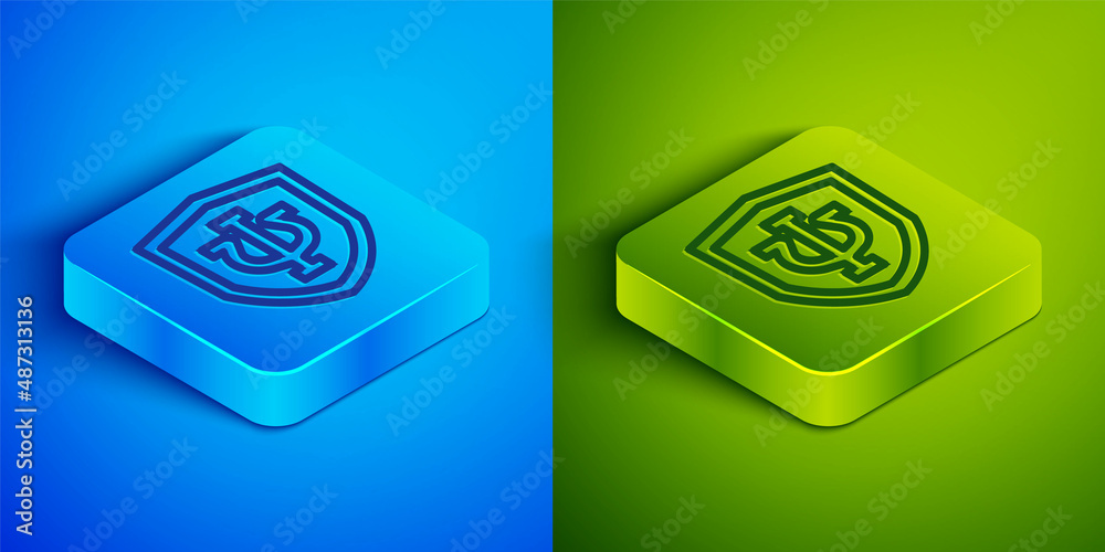 Isometric line Psychology icon isolated on blue and green background. Psi symbol. Mental health concept, psychoanalysis analysis and psychotherapy. Square button. Vector Isometric line Psychology icon isolated on blue and green background. Psi symbol. Mental health concept, psychoanalysis analysis and psychotherapy. Square button. Vector