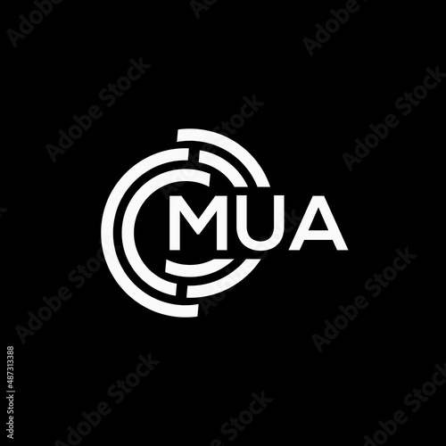 MUA letter logo design on black background.MUA creative initials letter logo concept.MUA vector letter design.