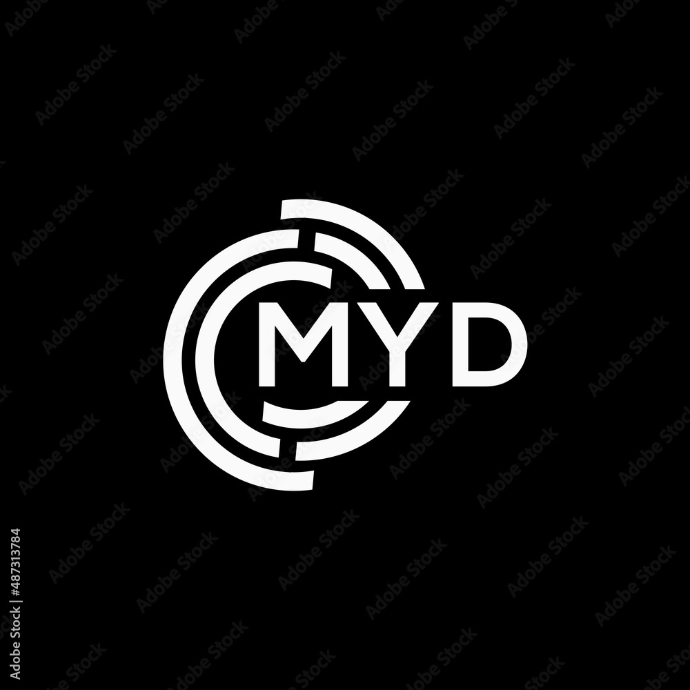 MYD letter logo design on black background.MYD creative initials letter logo concept.MYD vector letter design. - obrazy, fototapety, plakaty 