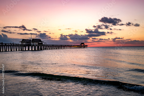 pier jetty at sunset in Naples  forida  usa