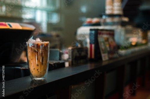 iced coffee with milk ready to drink at the cafe​