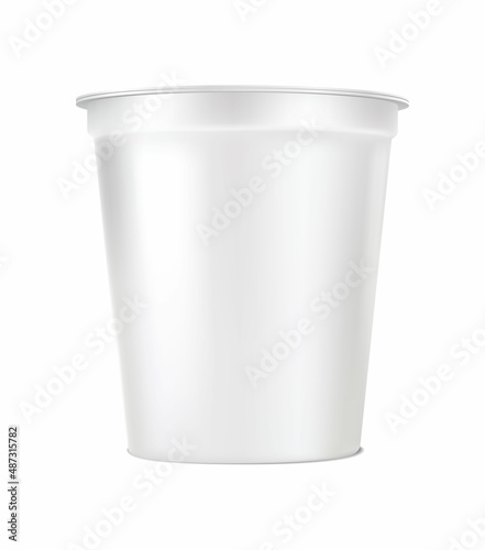 3d realistic vector icon. White yogurt cup package. Farmer food mockup. isolated on white background.