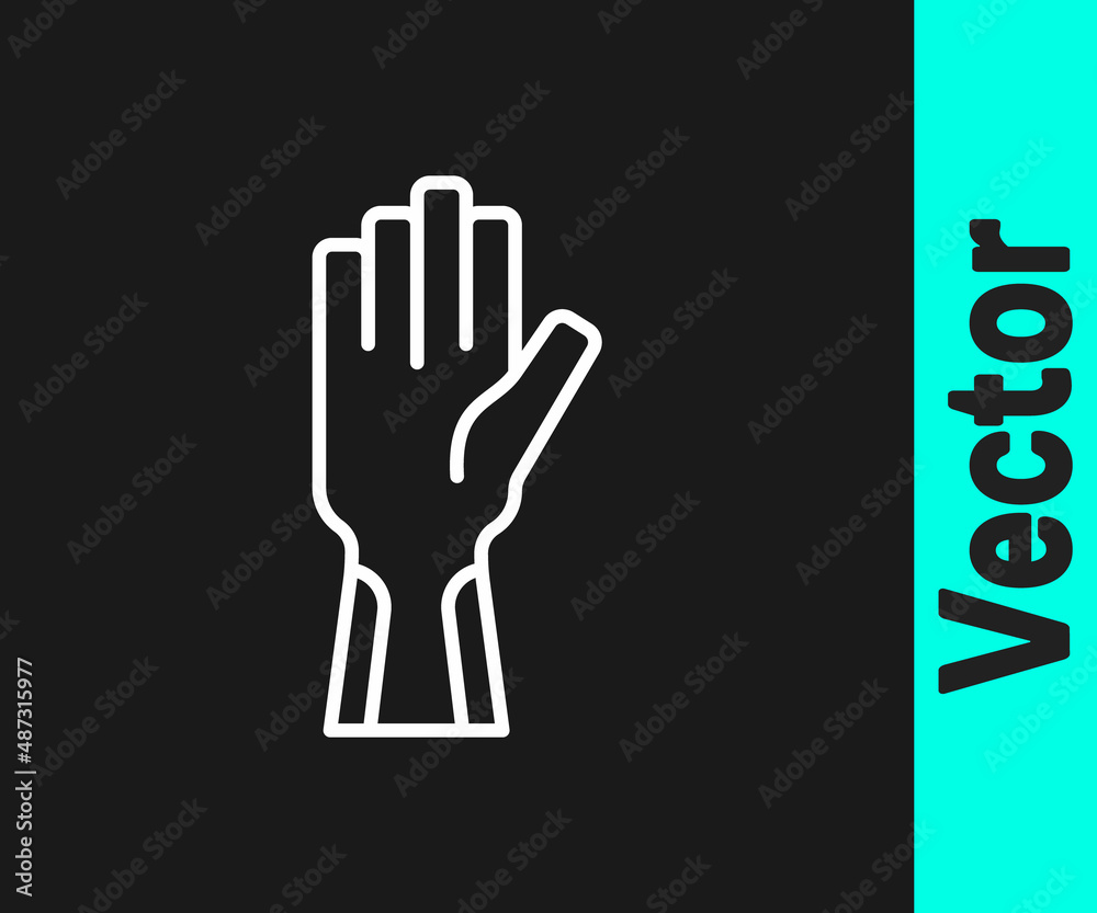 White line Protective gloves icon isolated on black background. Vector White line Protective gloves icon isolated on black background. Vector