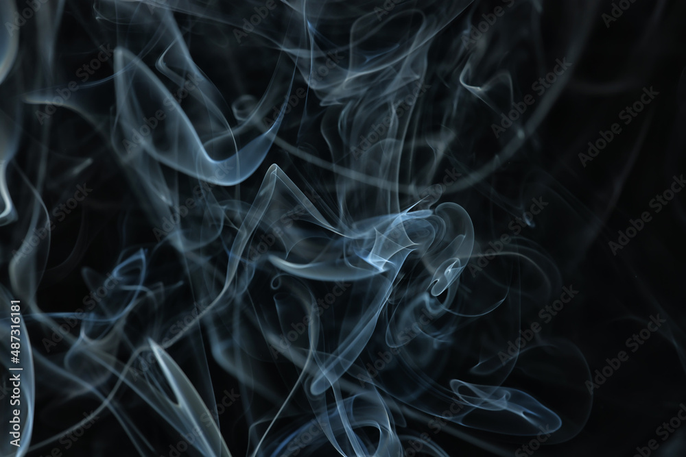 Fototapeta premium texture smoke black background, bract air waves fog