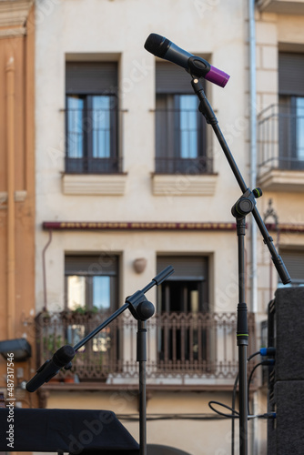 Two microphones are ready for an artist sing a song