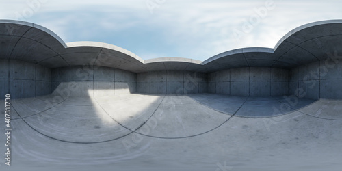 Obraz na plátne 360 degree full panorama environment map of empty abstract concrete building wit