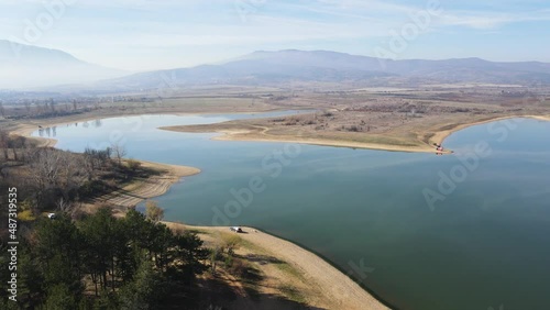 Amazing Aerial view of Drenov Dol reservoir, Kyustendil region, Bulgaria photo