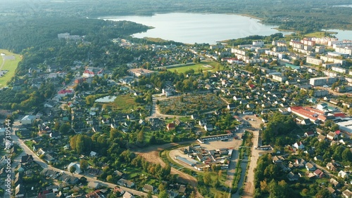 Braslav, Braslaw District, Vitebsk Voblast, Belarus. Aerial View Of Town. Famous Lakes Panorama