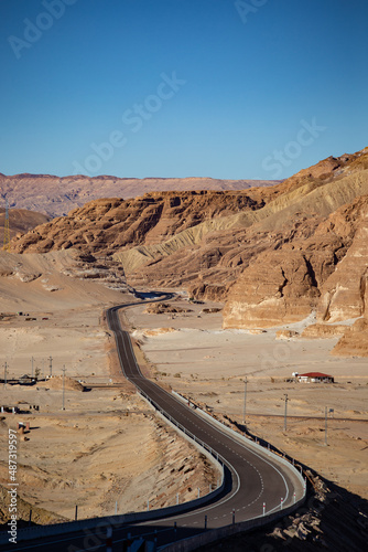 Beautiful desert road in Sinai desert, Egypt