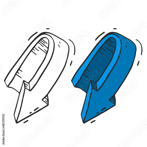 The drawn contour arrow with a live volume is blue and without color.