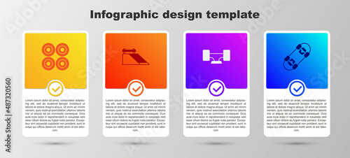 Set Skateboard wheel, park, and . Business infographic template. Vector