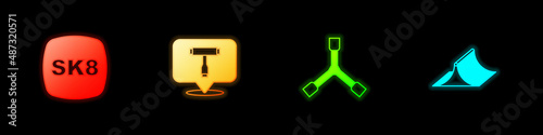 Set Skateboard, T tool, Y-tool and park icon. Vector