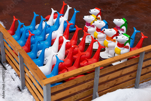 Ice helpers for children on the rink