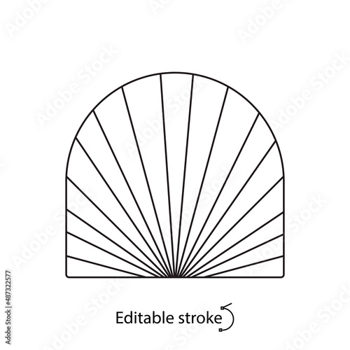 Abstract sunshine outline logo. Boho emblem. Editable stroke. Isolated vector stock illustration