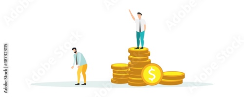 Economic inequality. gap between rich and poor. Unfair income. People are at different financial levels. Vector.