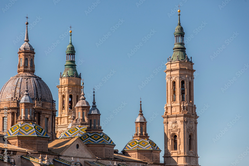 Our Lady of the Pillar Roman Catholic church by the River Ebro in Zaragoza, Spain