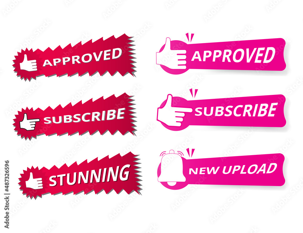 Red pink white stickers set