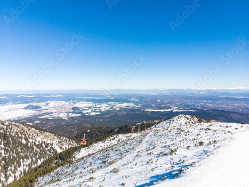 Borovets - a winter ski resort in Bulgaria from above