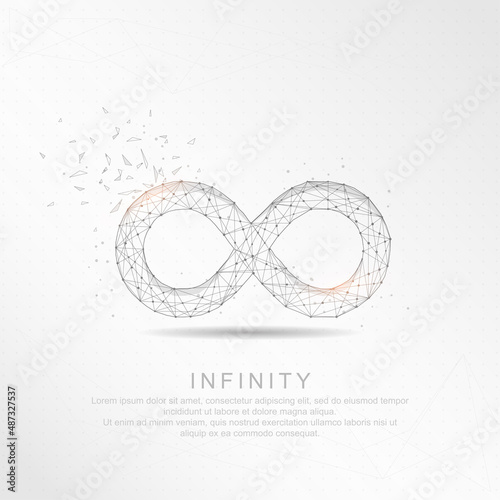 Infinity symbol shape point, mesh line and composition digitally drawn.
