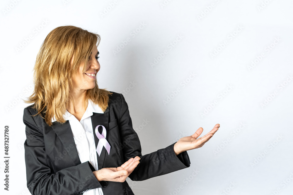 Portrait of smiling woman with pink bow, empowered. Portrait of smiling woman with pink bow, empowered.