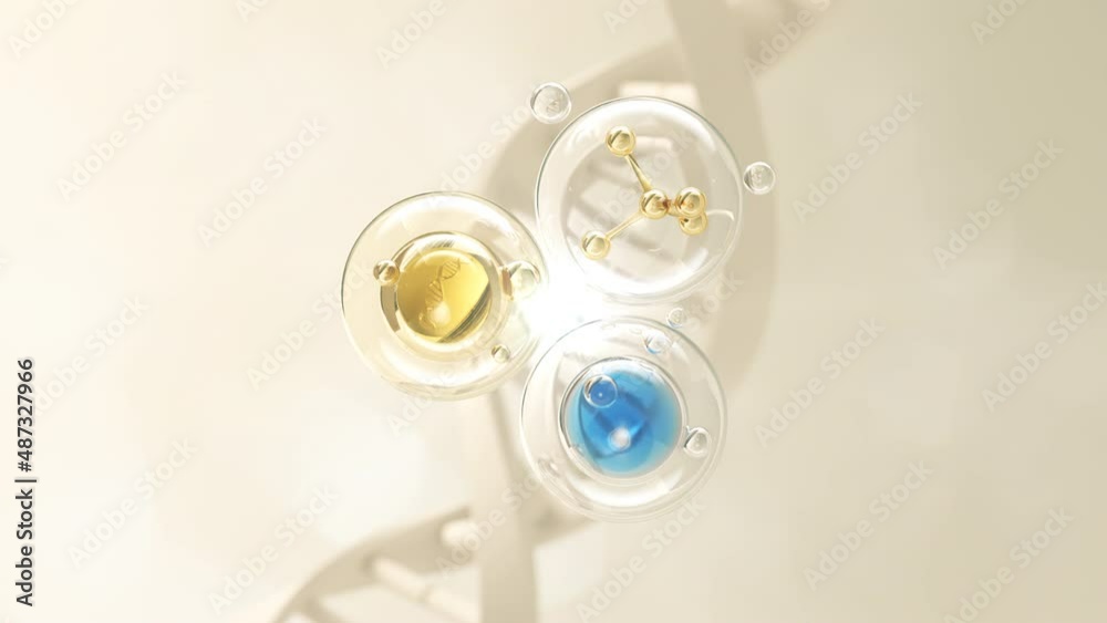 Collagen Serum bubble on Dna Background, cosmetic oil liquid. Stock ビデオ | Adobe Stock
