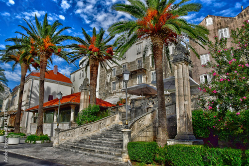 Korcula, Croatia- september 3 2021 : picturesque city in summer