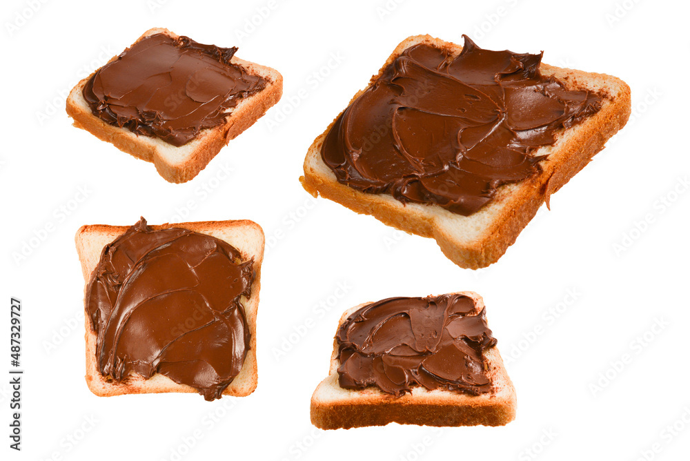 Сhocolate paste sandwich isolated on white background. Сhocolate paste sandwich isolated on white background.