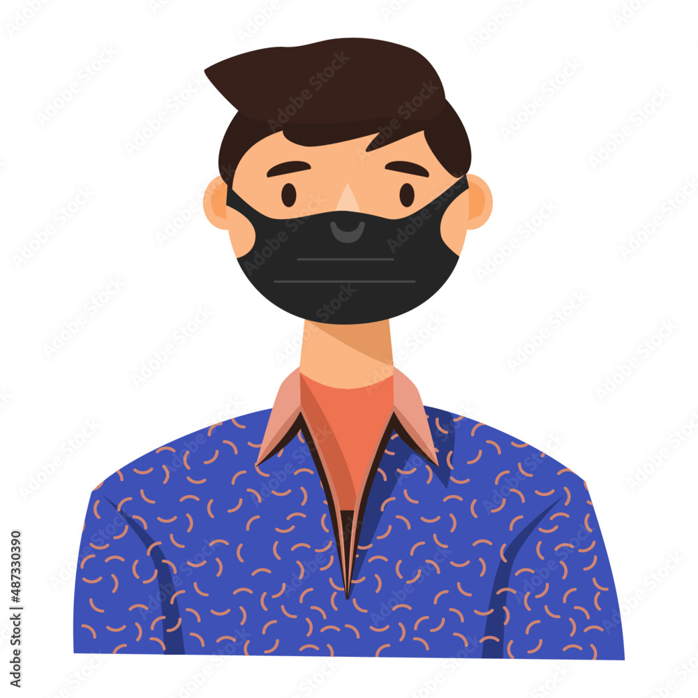 Vector Illustration of Men wear black masks to protect against corona viruses