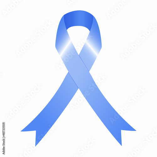 Light blue ribbon on white background as symbol prostate cancer Vector illustration EPS 10