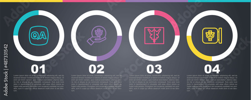 Set line Question and Answer, Psychology, Psi, Rorschach test and . Business infographic template. Vector