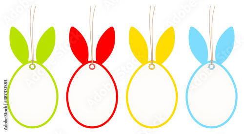 4 Hangtags Ostereier Hasenohren Rahmen