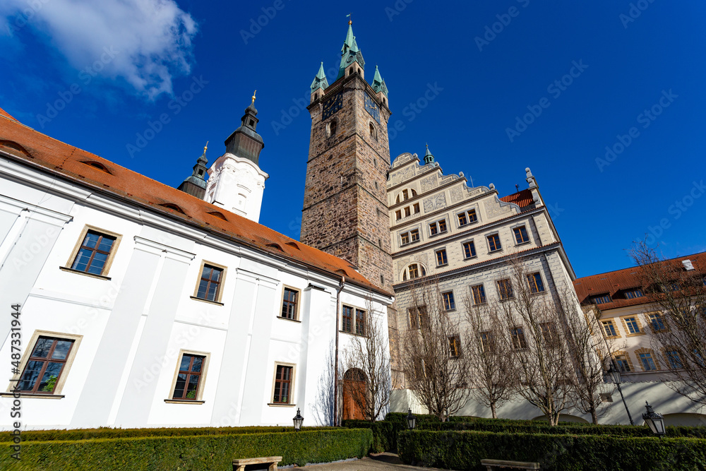 Black Tower and Church of Virgin Mary's Immaculate Conception in Klatovy, Czechia