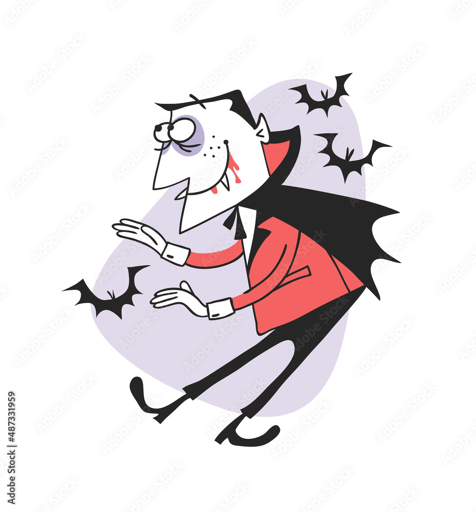 Fototapeta premium Hand drawn Retro illustration Halloween Characters. Creative Cartoon art work. Actual vector drawing Holiday People. Artistic isolated Vintage Devil