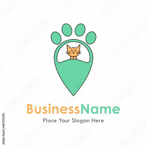 Cat pin logo vector design. Suitable for business, web, pet, animal and navigation